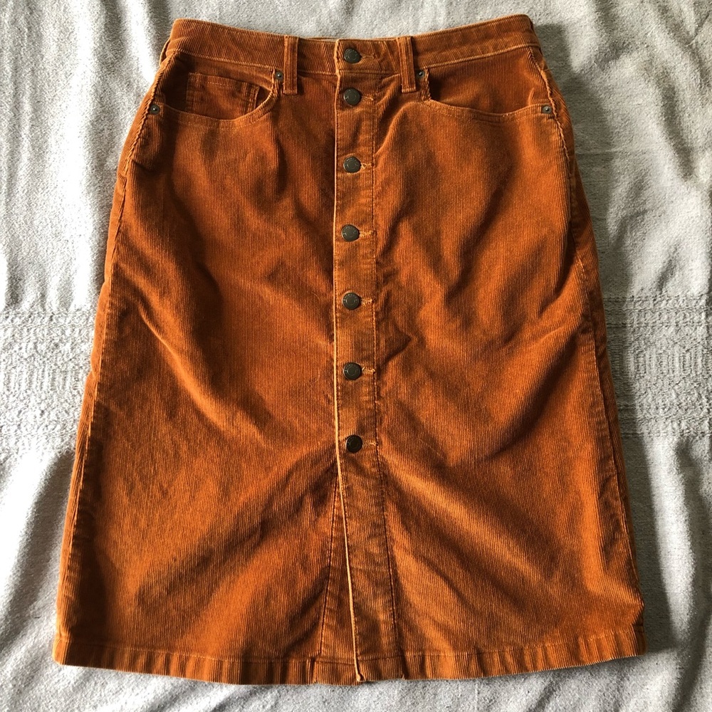 Button Front Corduroy Skirt